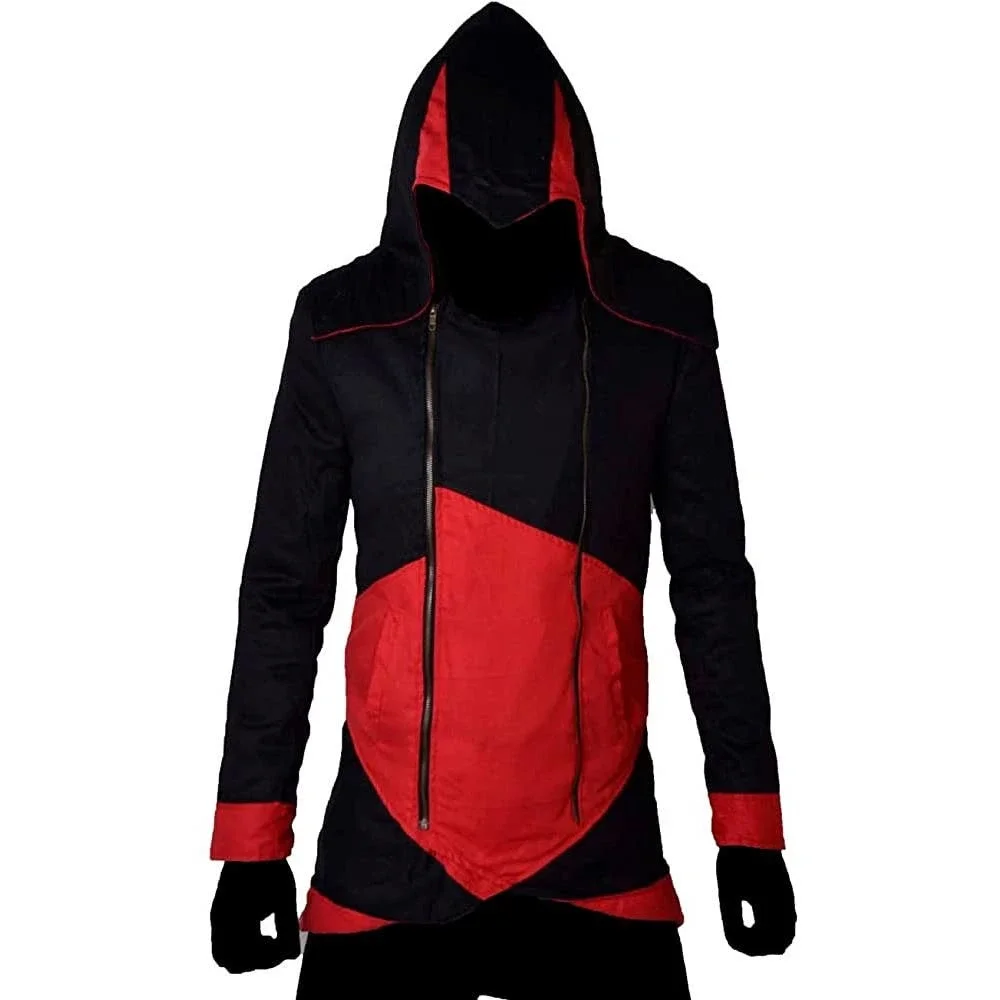 Classyak Assassins Creed 3 Cotton Fabric Jacket, Black & Red Size Small